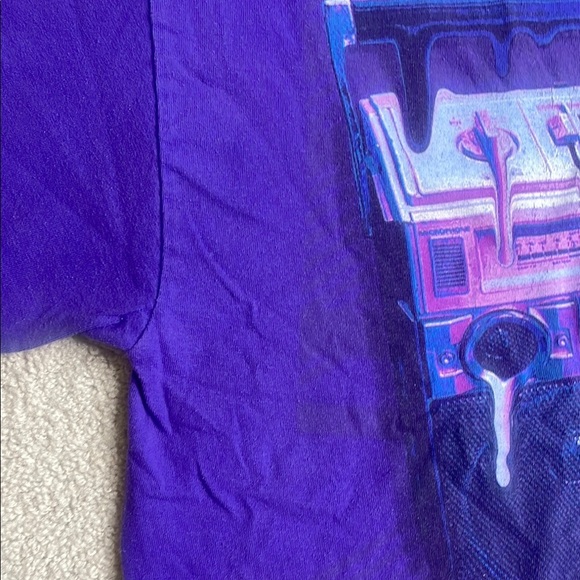 Purple T-Shirt with Dripping Boombox Graphic - Picture 3 of 5
